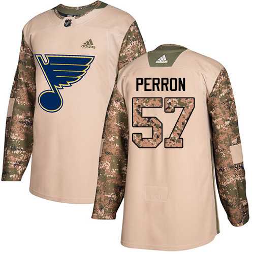 Youth Adidas St. Louis Blues #57 David Perron Camo Authentic 2017 Veterans Day Stitched NHL Jersey
