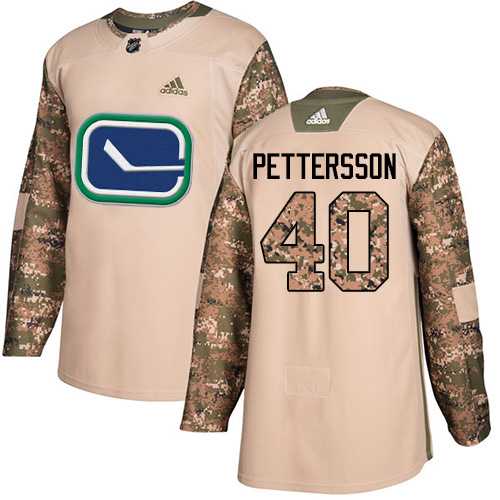 Youth Adidas Vancouver Canucks #40 Elias Pettersson Camo Authentic 2017 Veterans Day Stitched NHL Jersey
