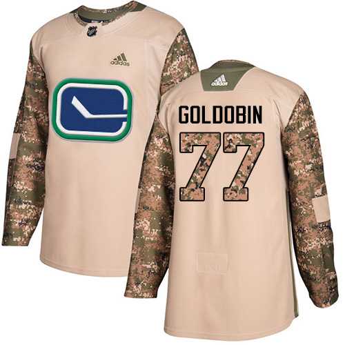 Youth Adidas Vancouver Canucks #77 Nikolay Goldobin Camo Authentic 2017 Veterans Day Stitched NHL Jersey