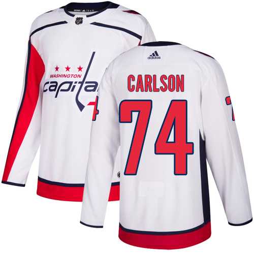 Youth Adidas Washington Capitals #74 John Carlson White Road Authentic Stitched NHL Jersey