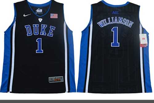 Youth Duke Blue Devils #1 Zion Williamson Black Blue Basketball Elite Stitched NCAA Jersey