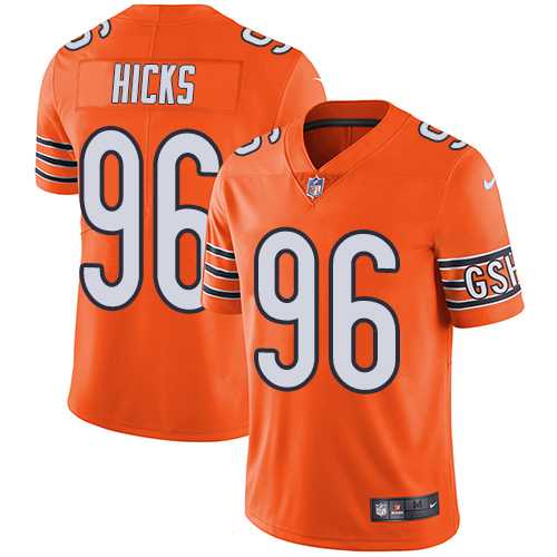 Youth Nike Chicago Bears #96 Akiem Hicks Orange Stitched NFL Limited Rush Jersey