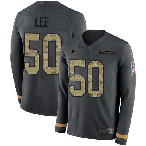 Youth Nike Dallas Cowboys #50 Sean Lee Anthracite Salute to Service Stitched NFL Limited Therma Long Sleeve Jersey