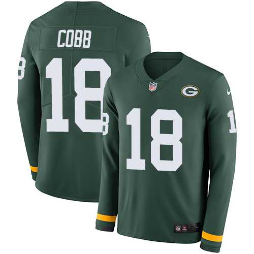Youth Nike Green Bay Packers #18 Randall Cobb Green Team Color Stitched NFL Limited Therma Long Sleeve Jersey