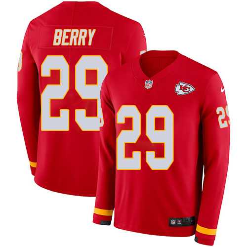 Youth Nike Kansas City Chiefs #29 Eric Berry Red Team Color Stitched NFL Limited Therma Long Sleeve Jersey