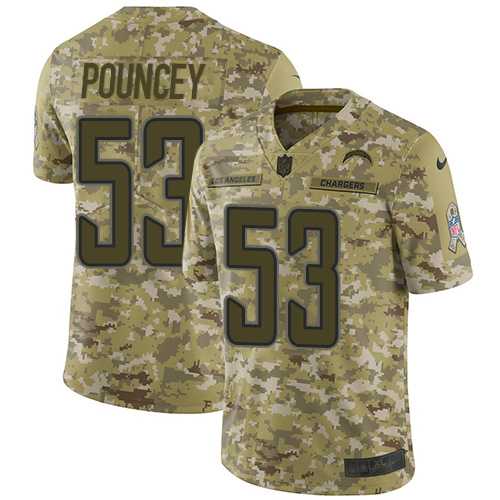 Youth Nike Los Angeles Chargers #53 Mike Pouncey Camo Stitched NFL Limited 2018 Salute to Service Jersey