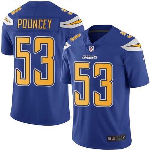 Youth Nike Los Angeles Chargers #53 Mike Pouncey Electric Blue Stitched NFL Limited Rush Jersey