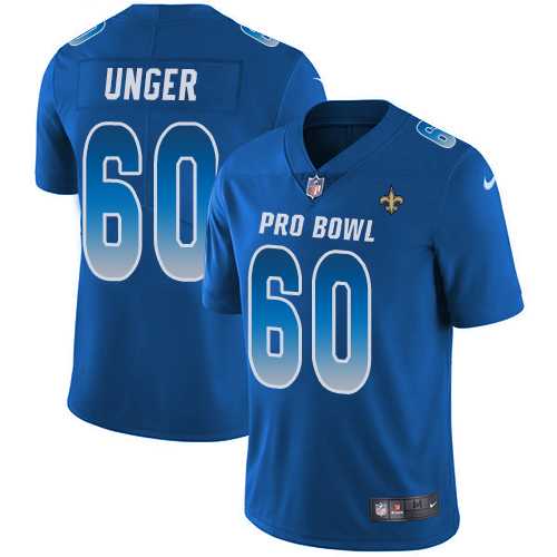 Youth Nike New Orleans Saints #60 Max Unger Royal Stitched NFL Limited NFC 2019 Pro Bowl Jersey