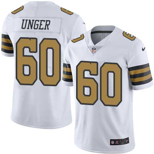 Youth Nike New Orleans Saints #60 Max Unger White Stitched NFL Limited Rush Jersey