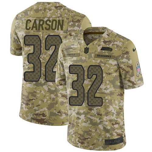 Youth Nike Seattle Seahawks #32 Chris Carson Camo Stitched NFL Limited 2018 Salute to Service Jersey