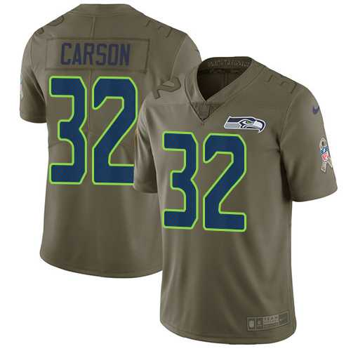 Youth Nike Seattle Seahawks #32 Chris Carson Olive Stitched NFL Limited 2017 Salute to Service Jersey
