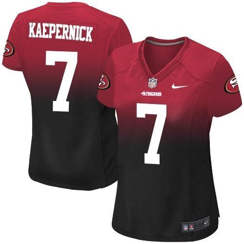 Women Nike San Francisco 49ers #7 Colin Kaepernick Red Black Fadeaway Fashion NFL Jersey