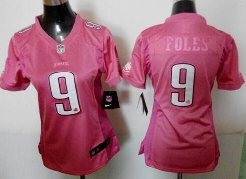Women Nike Philadelphia Eagles #9 Nick Foles Pink Stitched NFL Jersey