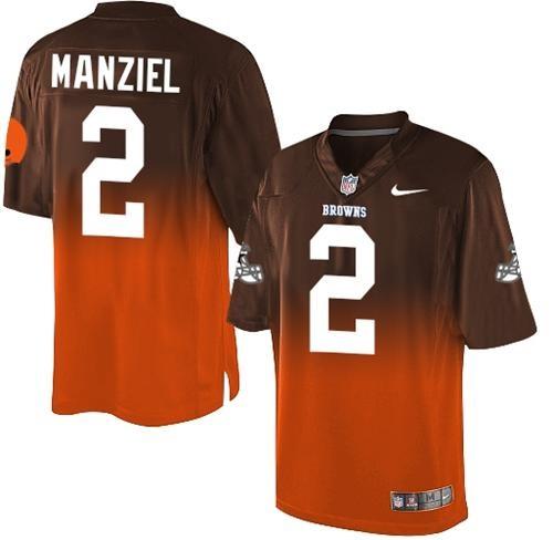 Nike Cleveland Browns #2 Johnny Manziel Brown Orange Fadeaway Fashion NFL Jersey