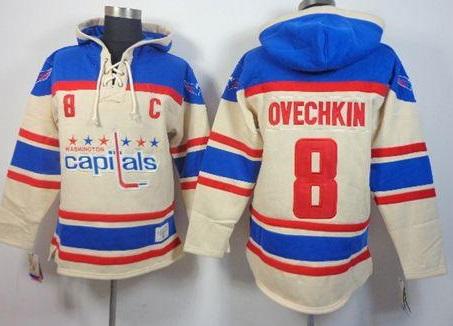Washington Capitals #8 Alex Ovechkin Cream Stitched NHL Sawyer Hooded Sweatshirt Washington Capitals #8 Alex Ovechkin Cream Stitched NHL Sawyer Hooded Sweatshirt