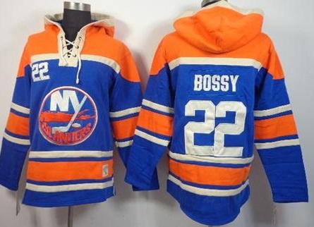 New York Islanders #22 Mike Bossy Blue Stitched NHL Sawyer Hooded Sweatshirt