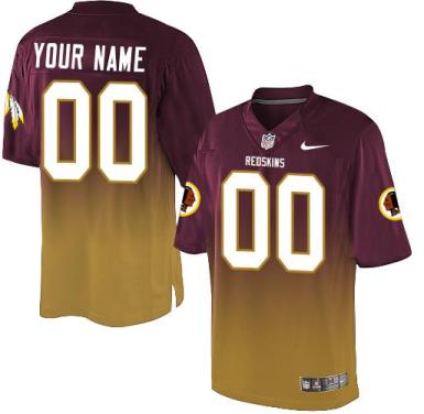 Nike Washington Redskins Customized Burgundy Red Gold Fadeaway Fashion Elite Stitched NFL Jersey