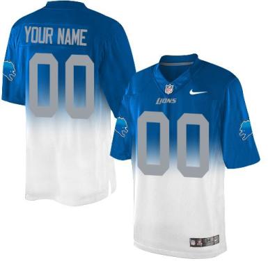 Nike Detroit Lions Customized Blue White Fadeaway Fashion Elite Stitched NFL Jersey