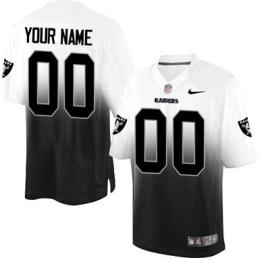 Nike Oakland Raiders Customized Black White Fadeaway Fashion Elite Stitched NFL Jersey