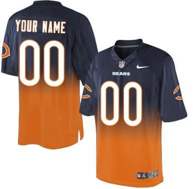 Nike Chicago Bears Customized Navy Blue Orange Fadeaway Fashion Elite Stitched NFL Jersey