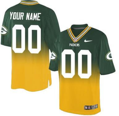 Nike Green Bay Packers Customized Green Gold Fadeaway Fashion Elite Stitched NFL Jersey