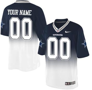 Nike Dallas Cowboys Customized Navy Blue White Fadeaway Fashion Elite Stitched NFL Jersey