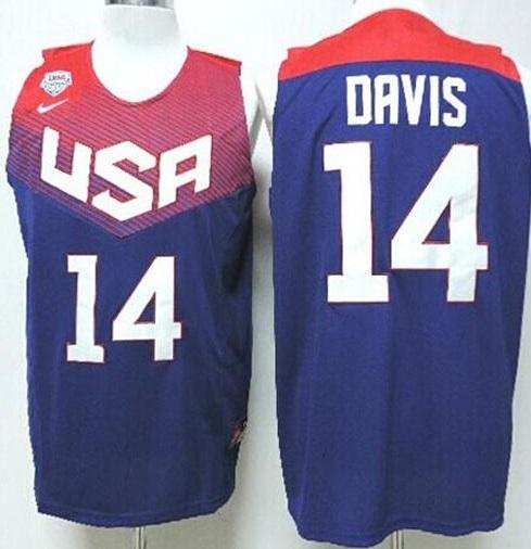 2014 USA Dream Team #14 Anthony Davis Bllue Basketball Jerseys