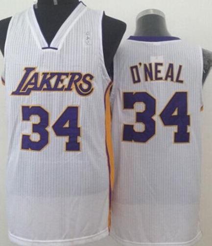 Los Angeles Lakers #34 Shaquille O'Neal White Stitched NBA Jersey