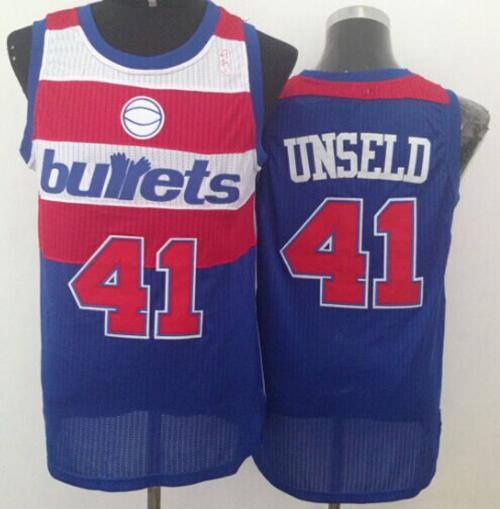 Washington Wizards #41 Wes Unseld Blue Bullets Throwback Stitched NBA Jersey
