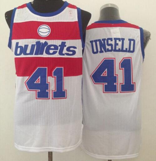 Washington Wizards #41 Wes Unseld White Bullets Throwback Stitched NBA Jersey