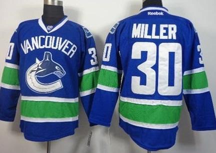 Vancouver Canucks #30 Ryan Miller Blue Stitched NHL Jersey