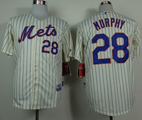 New York Mets #28 Daniel Murphy Cream(Blue Strip) Alternate Cool Base Stitched MLB Jersey