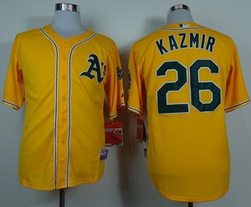 Oakland Athletics #26 Scott Kazmir Yellow Cool Base Stitched MLB Jersey