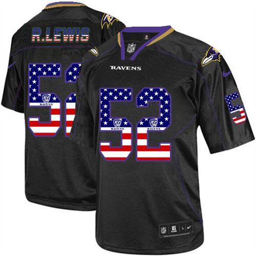 Nike Baltimore Ravens #52 Ray Lewis Black USA Flag Fashion Stitched Elite NFL Jerseys