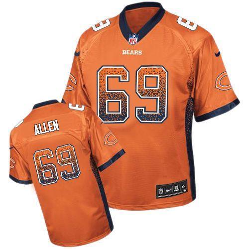 Nike Chicago Bears #69 Jared Allen Orange Drift Fashion Elite Stitched NFL Jersey