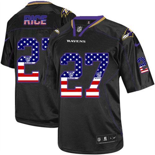 Nike Baltimore Ravens #27 Ray Rice Black USA Flag Fashion Stitched Elite NFL Jerseys