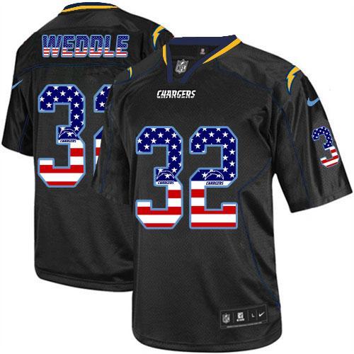 Nike San Diego Chargers #32 Eric Weddle Black USA Flag Fashion Stitched Elite NFL Jerseys