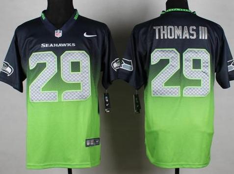 Nike Seattle Seahawks 29 Earl Thomas III Steel Blue Green Fadeaway Fashion Stitched NFL Elite Jersey