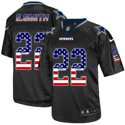 Nike Dallas Cowboys #22 Emmitt Smith Black USA Flag Fashion Stitched Elite NFL Jerseys