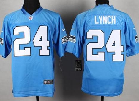 Nike Seattle Seahawks 24 Marshawn Lynch Light Blue Stitched NFL Elite Jersey