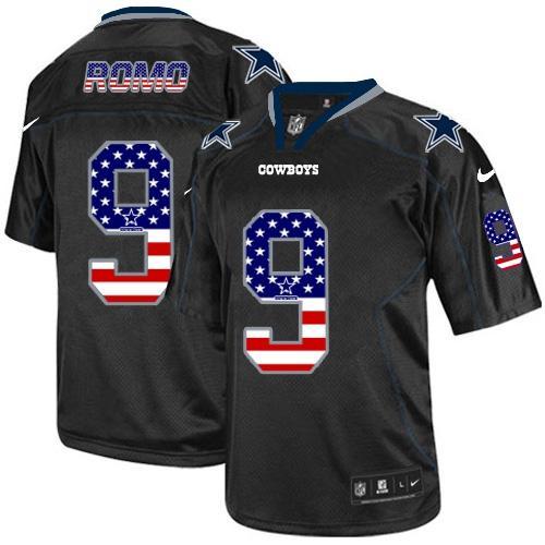 Nike Dallas Cowboys #9 Tony Romo Black USA Flag Fashion Stitched Elite NFL Jerseys