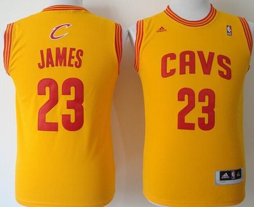 Youth Cleveland Cavaliers 23 LeBron James Gold Stitched Revolution 30 Swingman NBA Jersey
