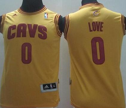 Youth Cleveland Cavaliers 0 Kevin Love Gold Stitched Revolution 30 Swingman NBA Jersey