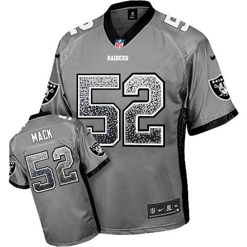 Youth Nike Oakland Raiders 52 Khalil Mack Grey Stitched Drift Fashion Elite NFL Jersey