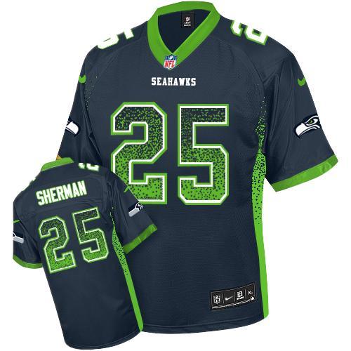 Youth Nike Seattle Seahawks 25 Richard Sherman Steel Blue Team Color Stitched Drift Fashion Elite NFL Jersey