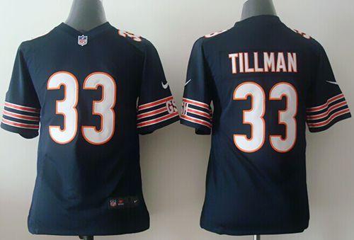 Youth Nike Chicago Bears #33 Charles Tillman Navy Blue Team Color Stitched NFL Jersey