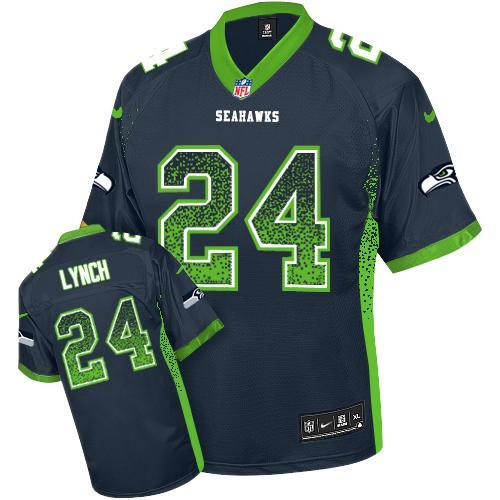 Youth Nike Seattle Seahawks 24 Marshawn Lynch Steel Blue Team Color Stitched Drift Fashion Elite NFL Jersey
