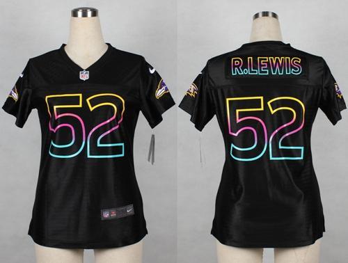 Women's Nike Baltimore Ravens 52 Ray Lewis Black Fashion NFL Jerseys