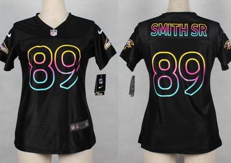 Women's Nike Baltimore Ravens 89 Steve Smith SR Black Fashion NFL Jerseys