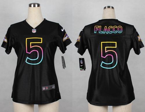 Women's Nike Baltimore Ravens 5 Joe Flacco Black Fashion NFL Jerseys